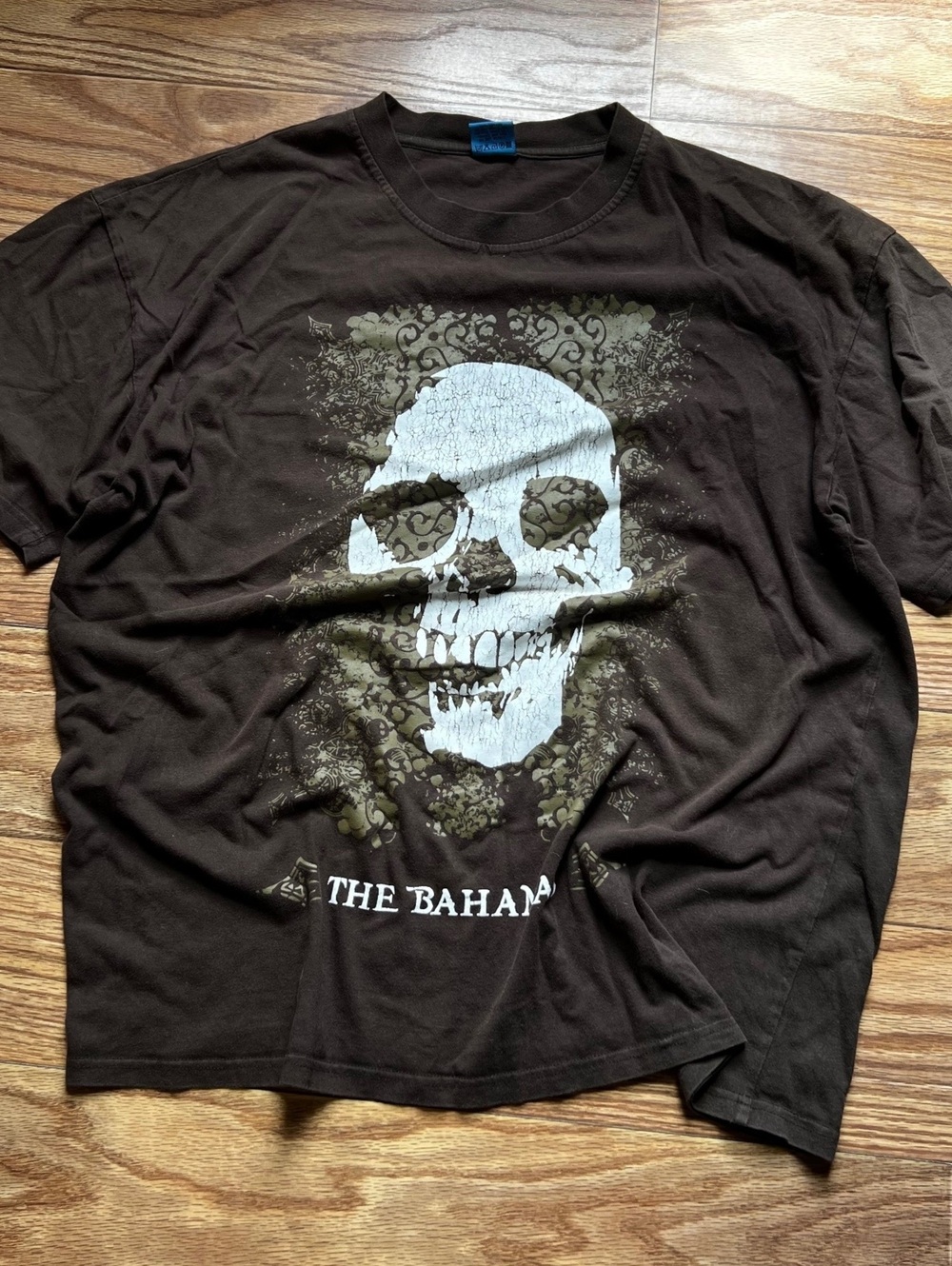 vintage grunge skull tee brown streetwear skater y2k aesthetic